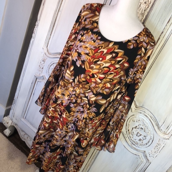 VINTAGE North Style  Scoop Neck Flounce Sleeves A line Jersey Knit Dress Size L - Picture 3 of 9